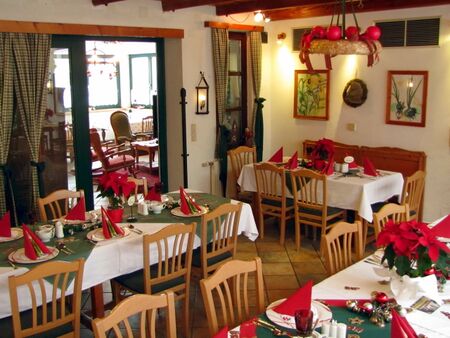 Wintergarten-Innenhof - mit Weihnachtssternen