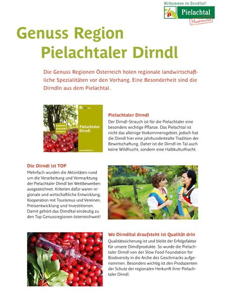 Dirndlsteigschild: Genussregion Pielachtaler Dirndl