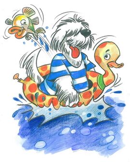 Hund mit Badeente - Schorn