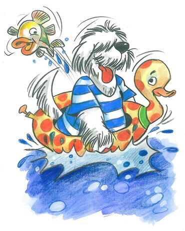 Hund mit Badeente - Schorn