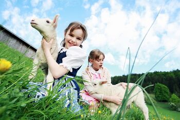 Kinder und Schafe